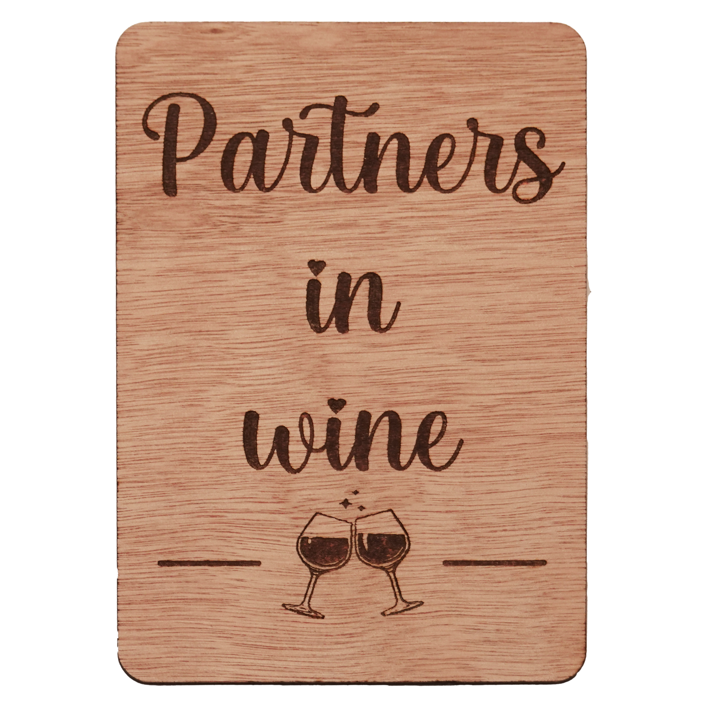 Houten wenskaart - Partners in wine